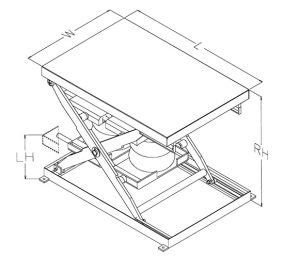 Air Bag Lift Table Dimensional Drawing (Side)