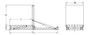 Stationary Upender Dimensional Drawings (Side & Top)